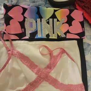 Vintage PINK Victoria's Secret Bling Heart Leggings